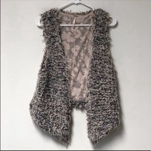 Free People Lace Lined Shag Carpet Vest Sze Medium